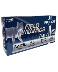 Fiocchi Field Dynamics 22-250 Rem 55 Gr. Hornady V-Max 20/Box