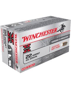 Winchester Super X 22 Hornet 45 Gr. Jacketed Soft Point 50/Box