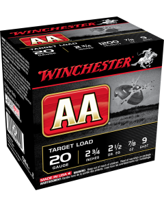 Winchester AA Shotshell 20 GA 2-3/4" 7/8 oz. 9 Shot 25/Box
