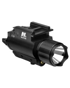 NcStar Flashlight/Laser  Universal w/Accessory Rail 200 Lumens/5mW Output, White Cree LED Light/Red Laser QR Weaver/Picatinny Mount Black Anodized Aluminum