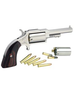 North American Arms 1860250C 1860 Sheriff 22 LR or 22 WMR Caliber with 2.50"  Barrel, 5rd Capacity Cylinder, Overall Stainless Steel Finish & Rosewood Boot Grip Includes Cylinder