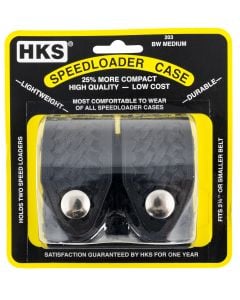 HKS SpeedLoader Case Medium Double Style Hytrel Black Basket Weave Finish, Belt Loop Mount & 2.25" 