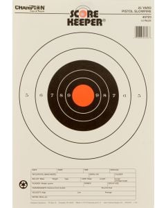 Champion Targets Score Keeper Slow Fire Bullseye Paper Hanging 25 yds Pistol 11" x 16" Black/Orange 12 PK