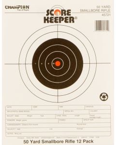 Champion Targets Score Keeper  Bullseye Paper 50 yds Small Bore Rifle 8.50" x 11" Black/Orange 12 PK