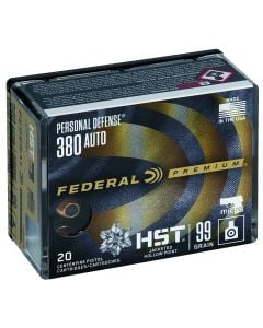 Federal P380HST1S Premium Personal Defense Pistol Ammo 380 ACP, HST