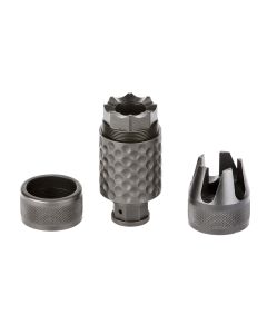 Spikes Tactical Barking Spider2 Muzzle Brake Black Nitride 4140 Chromoly Steel with 5/8"-24 tpi Threads, 3.75" OAL & 1.40" Diameter for 30 Cal