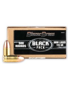 Blazer Brass Black Pack 9mm Luger FMJ 115Gr 500/Box