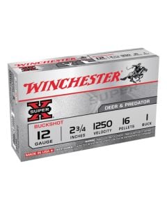 Winchester Super-X Buffered Buckshot 12 Gauge 2.75" 1250 FPS 16 Pellets 1 Buck