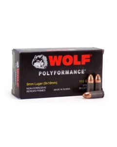 Wolf Polyformance Handgun Ammunition 9mm Luger (9x19) 115 gr. FMJ