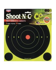 Birchwood Casey Shoot-N-C 8" Rd Bullseye 6 Targets 24 Pasters