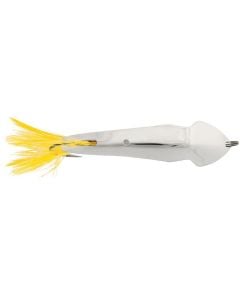Luhr Jensen Pet Spoon w/ Yellow Feather 1 1/8 oz. Chrome