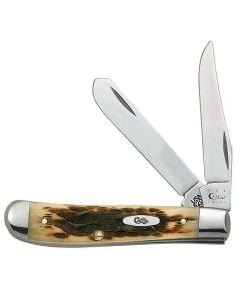 Case Mini Trapper Pocket Knife 3 1/2" Amber Bone