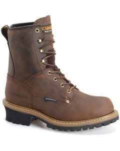 Carolina Men's Elm Waterproof 8" Leather Logger Boots - Brown