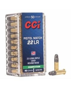 CCI Pistol Match Competition 22 LR 40 Gr. 1070 fps Lead Round Nose 50/Box