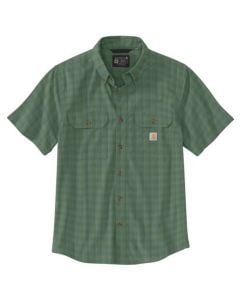 Carhartt Men's Loose Fit Chambray S/S Button Down Plaid Shirt - Jade