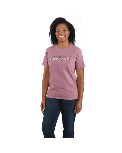 Carhartt Women’s Floral Logo Graphic S/S Crewneck T-Shirt - Foxglove Heather