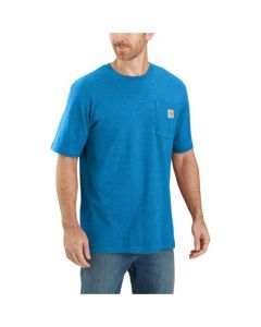 Carhartt Men’s Cotton S/S Pocket Crew T-Shirt - Marine Blue Heather