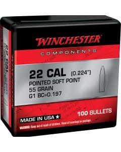 Winchester Ammo  Centerfire Rifle Reloading 223 Rem .224 55 gr Pointed Soft Point (PSP) 100 Per Box