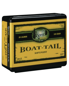 Speer Boat-Tail  25 Cal. .257 120 gr Jacketed Soft Point Boat Tail (JSPBT) 100 Per Box