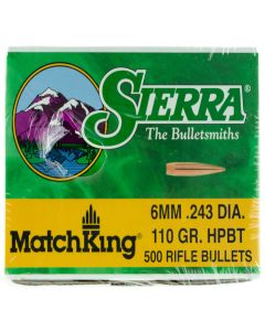 Sierra MatchKing  6mm .243 110 gr Hollow Point Boat-Tail (HPBT) 500 Per Box