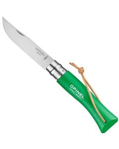 Opinel No. 07 Stainless Steel Pocket Knife with Lanyard-Emerald