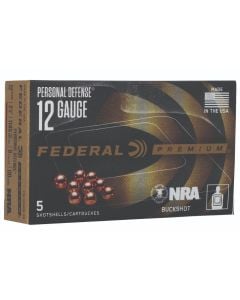 Federal Premium Personal Defense NRA 12 Gauge 2.75" #00 Buck Shot Ammo - 5/Box