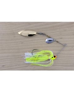 Lunker Lure Proven Winner Double Blade Spinnerbait 1/4 oz. - Chartreuse/White PN 2 Ind/PG 4 Wil