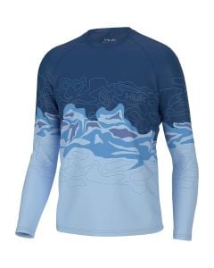 Huk Men's Topo Marsh Pursuit L/S Fishing Shirt - Chrystal Blue