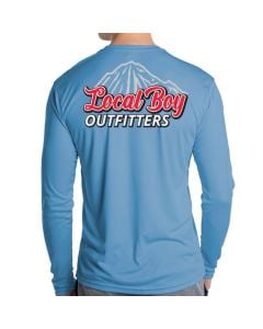 Local Boy Outfitters Men's Coors Mountain L/S Graphic Performance Shirt-Columbia Blue