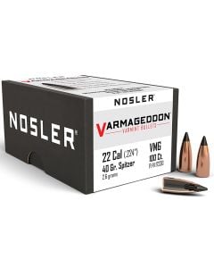 Nosler Varmageddon Rifle Bullets .224 Dia. 40 Gr Flat Base Spitzer 100 Count