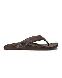 Olukai Men's Tuahine Leather Waterproof Beach Sandals - Dark Wood