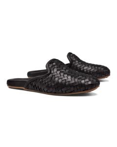 Olukai Women's Mi‘i Black Leather Mule Sandals