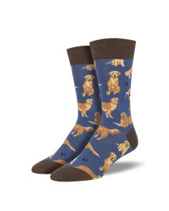 SockSmith Men's "Golden Retrievers" Blue Socks