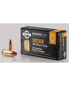 PPU Defense 45 ACP 185 gr Jacketed Hollow Point (JHP) 50/Box