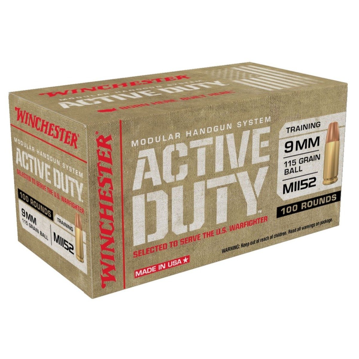 Winchester Active Duty Luger FMJ Ammo