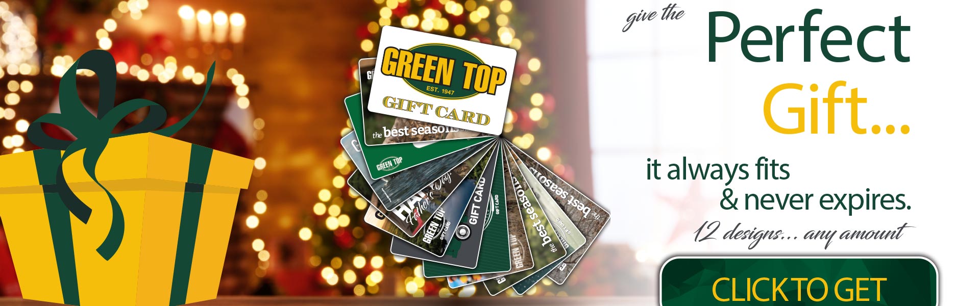 Image with gift cards and photo of Christmas tree